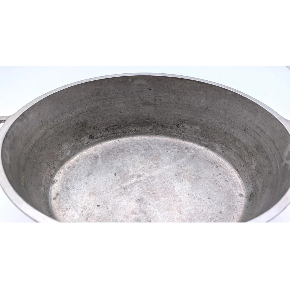 Vintage Miracle Maid G2 Cast Aluminum Oval Roaster Dutch Oven Basting Lid Silver